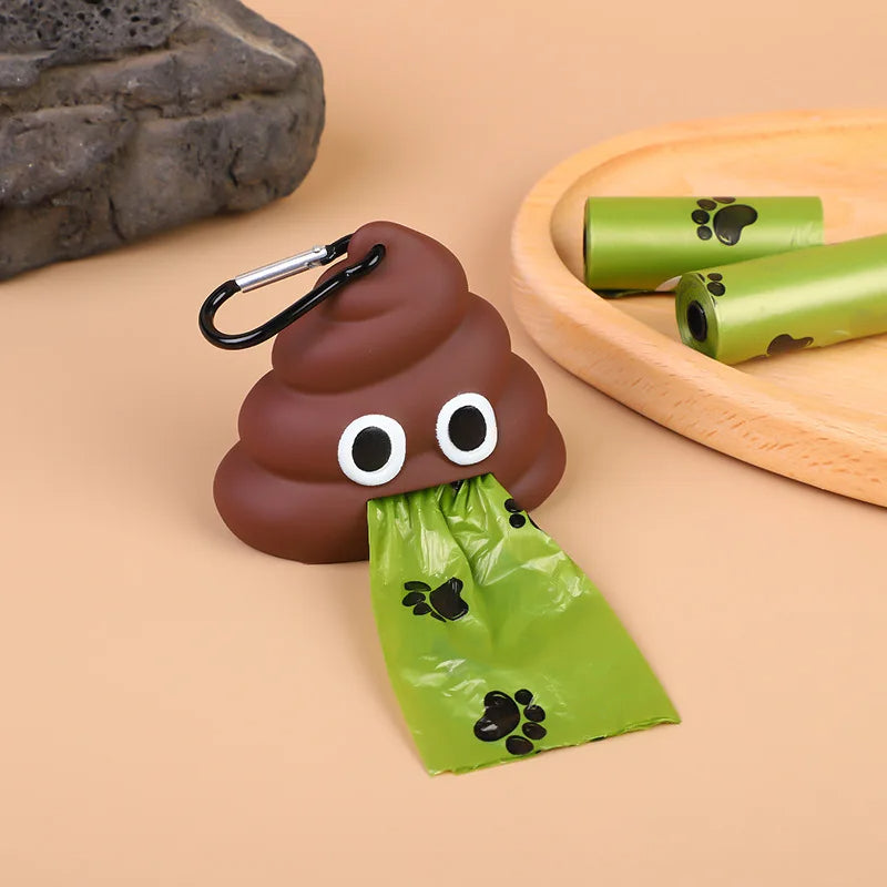 Tragbarer Hundekotbeutelspender mit Poop Emoji