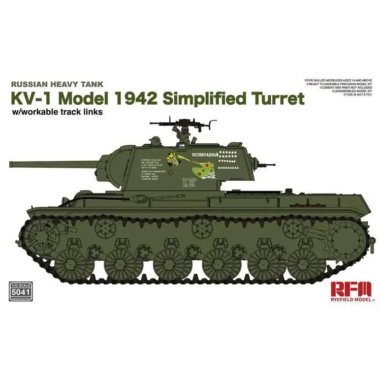 RFM | RM-5041 Russian Heavy Tank KV-1 Model 1942 Simplified Turret 1:35 Model Kit