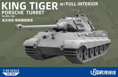 UStar | No-008 King Tiger Porsche Turret w/Full Interior 1:48 Model Kit