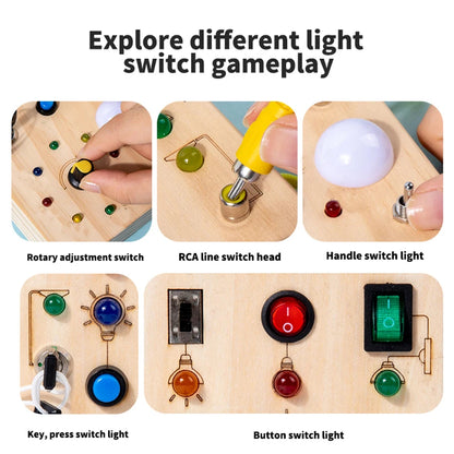Busy Board Wooden Sensory LED Light Switch Control Board