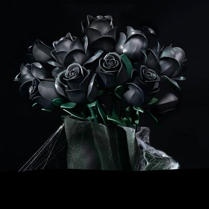 SuperOwls | Dark Kiss Black Rose Bouquet Building Block Set