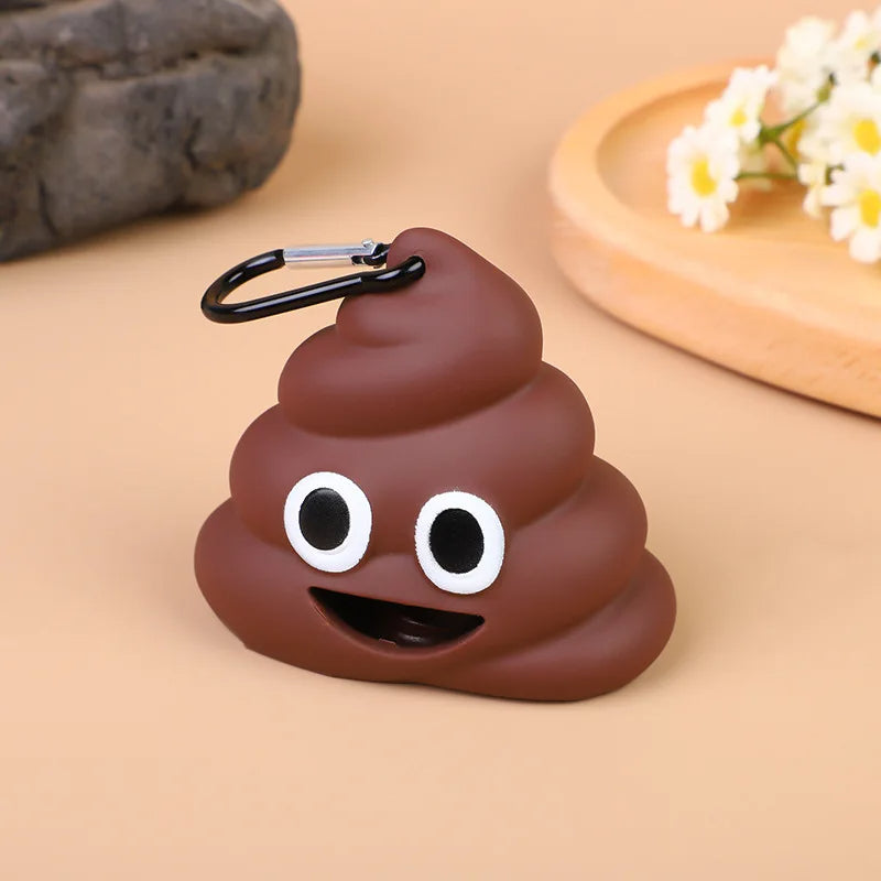 Tragbarer Hundekotbeutelspender mit Poop Emoji