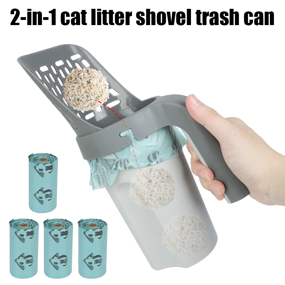 Portable Cat Litter Scoop and Bin Compartment