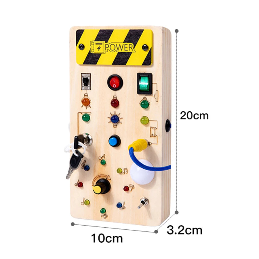 Busy Board Wooden Sensory LED Light Switch Control Board