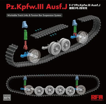 RFM | RFM5070 1/35 Scale Pz.Kpfw.III Ausf.J W/Workable Track Links Model Kit