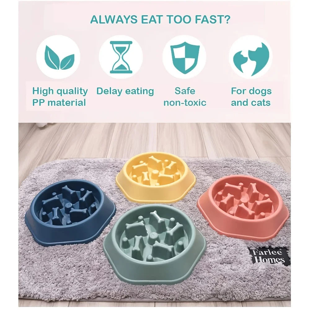 Anti-Tip Slow Feeder Dog Bowl