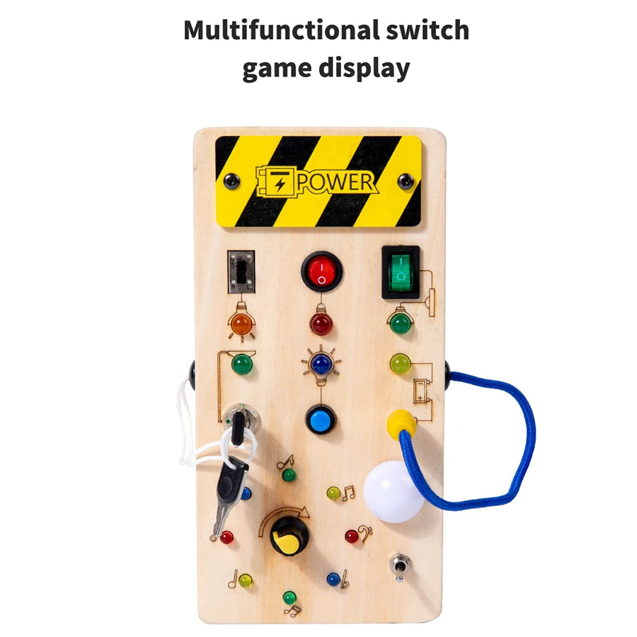 Busy Board Wooden Sensory LED Light Switch Control Board