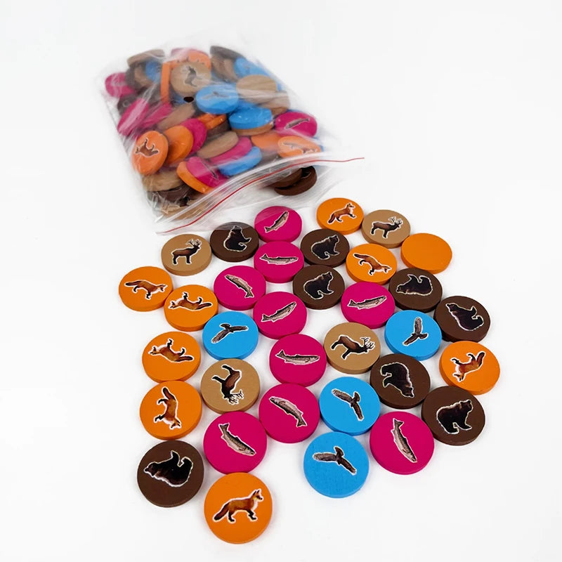 Colorful dog training buttons with various designs on a white background
