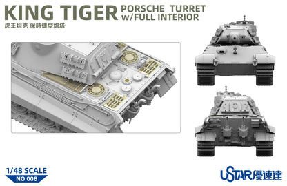 UStar | No-008 King Tiger Porsche Turret w/Full Interior 1:48 Model Kit