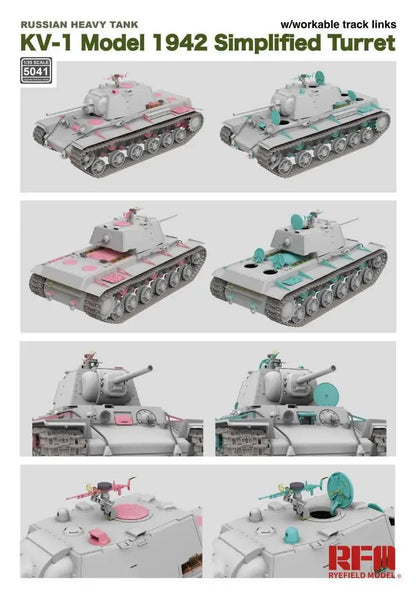 RFM | RM-5041 Russian Heavy Tank KV-1 Model 1942 Simplified Turret 1:35 Model Kit