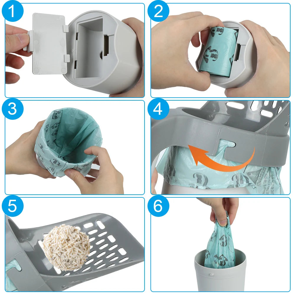 Portable Cat Litter Scoop and Bin Compartment