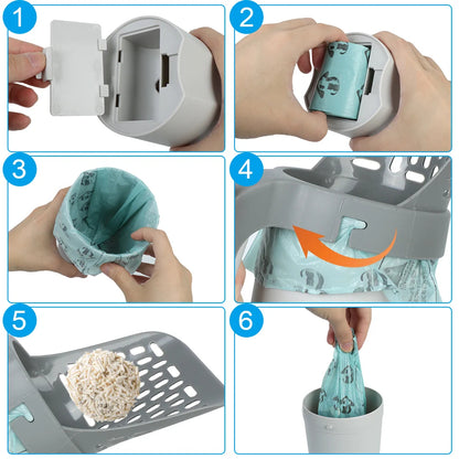 Portable Cat Litter Scoop and Bin Compartment