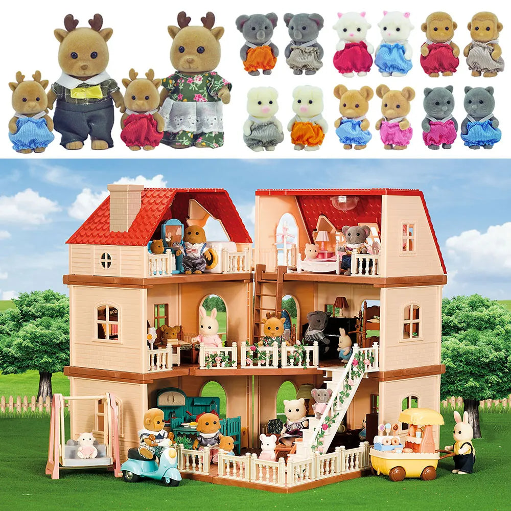 Kitchen Forest Family Three-Story Animal Themed Dollhouse