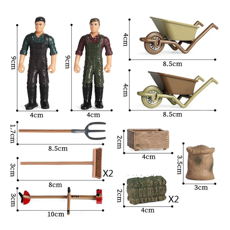 12 Piece Farm Pasture Props Figurines