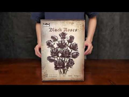 SuperOwls | Dark Kiss Black Rose Bouquet Building Block Set