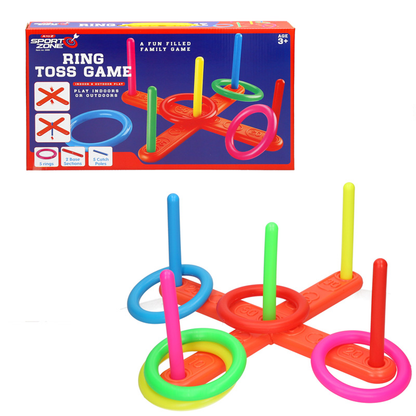 PLASTIC HOOP RING QUOITS TOSS TOSSING GAME SET