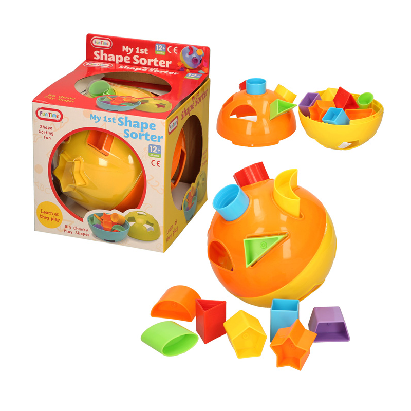 Shape Sorter Ball – Colourful Chunky Learning Toy for Toddlers (12 Months+) Colorful shape sorter toy with packaging on a white background