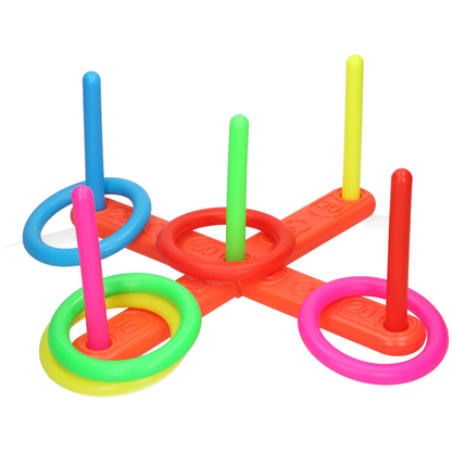 PLASTIC HOOP RING QUOITS TOSS TOSSING GAME SET