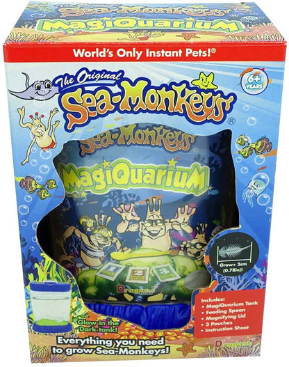 Sea-Monkeys MagiQuarium packaging with colorful design and text