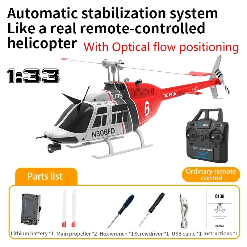 Rc Era C138 1:33 Sechskanal-Einzelpaddel-Querruderhubschrauber mit optischem Fluss
